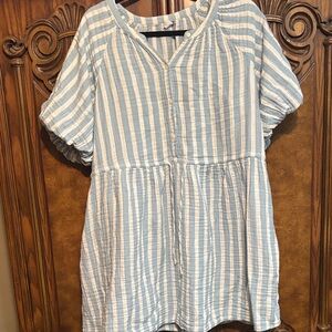 Old Navy Light Blue and White Striped Garment